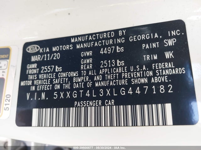 KIA Optima Lx 2020 5XXGT4L3XLG447182 Image 9