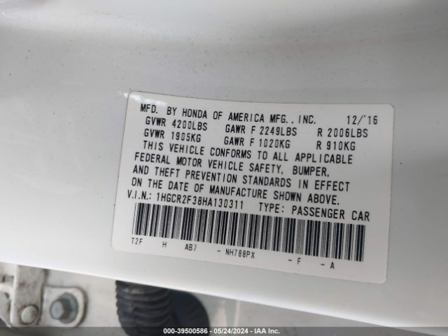 1HGCR2F38HA130311 Honda ACCORD LX