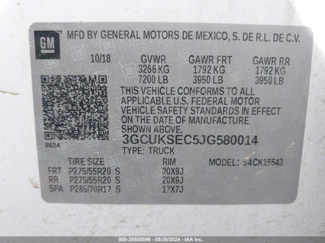 Chevrolet Silverado 1500 2lz 2018 3GCUKSEC5JG580014 Image 9