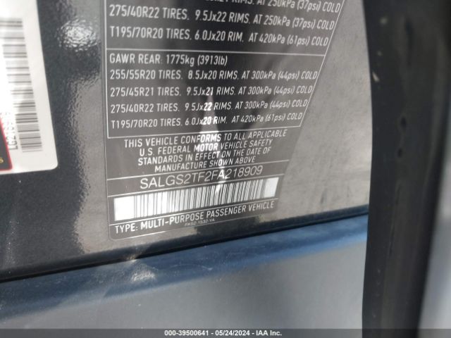 SALGS2TF2FA218909 Land Rover Range Rover 5.0l V8 Supercharged