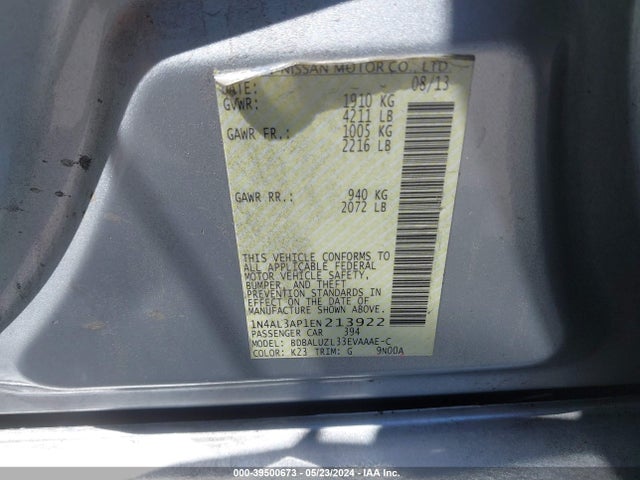 Nissan Altima 2.5 Sv 2014 1N4AL3AP1EN213922 Image 9