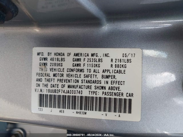 Acura Tlx Advance Pkg 2018 19UUB2F74JA000740 Image 9