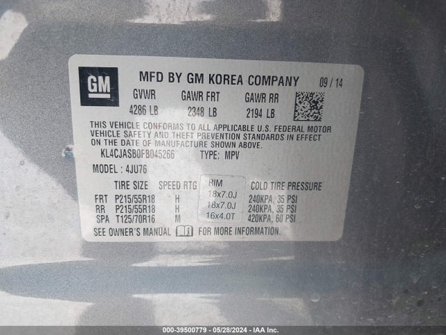 KL4CJASB0FB045266 Buick Encore