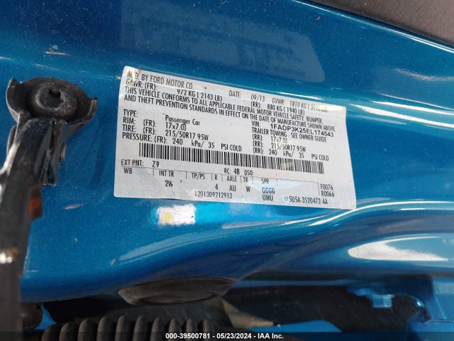 Ford FOCUS SE 2014 1FADP3K25EL174543 Image 9