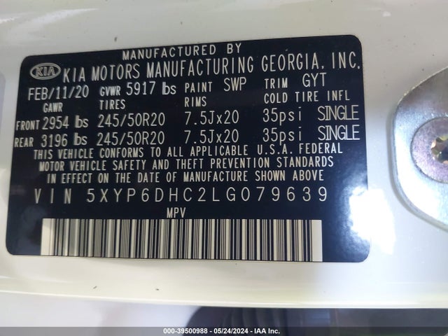 KIA Telluride S 2020 5XYP6DHC2LG079639 Image 9