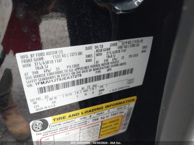 1FMJU1JT9JEA37278 Ford Expedition Xlt
