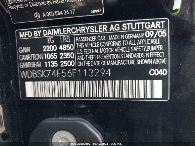 2006 MERCEDES-BENZ SL 55 AMG WDBSK74F56F113294 Photo 8