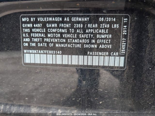 WVWBN7AN7FE803140 Volkswagen Cc 2.0t Sport