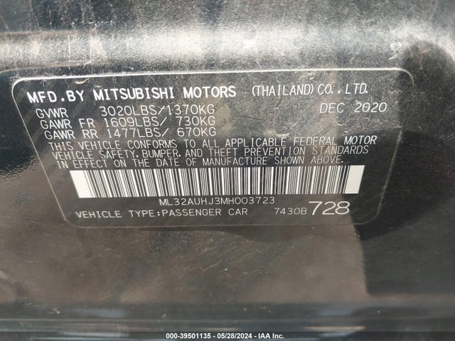 ML32AUHJ3MH003723 Mitsubishi Mirage Carbonite Edition/es/le