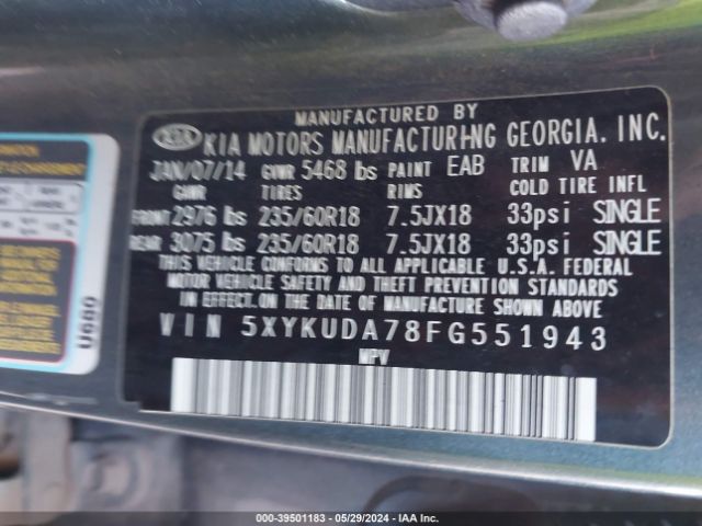 5XYKUDA78FG551943 KIA Sorento Ex V6