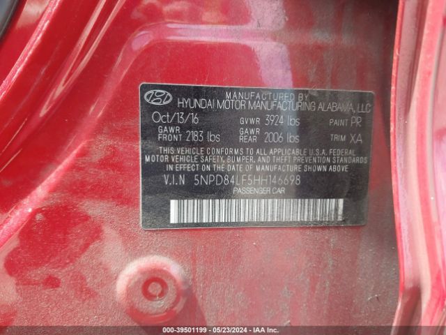 5NPD84LF5HH146698 Hyundai Elantra Limited