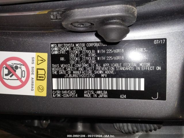 JTJBJRBZ1H2072750 Lexus NX 300H
