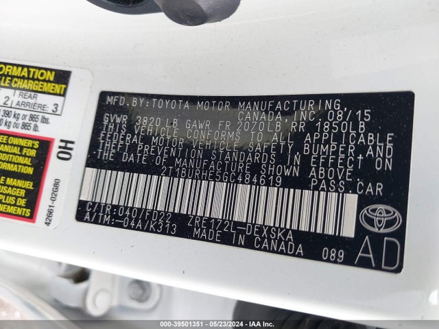 Toyota Corolla S W/special Edition Pkg 2016 2T1BURHE5GC484619 Image 9