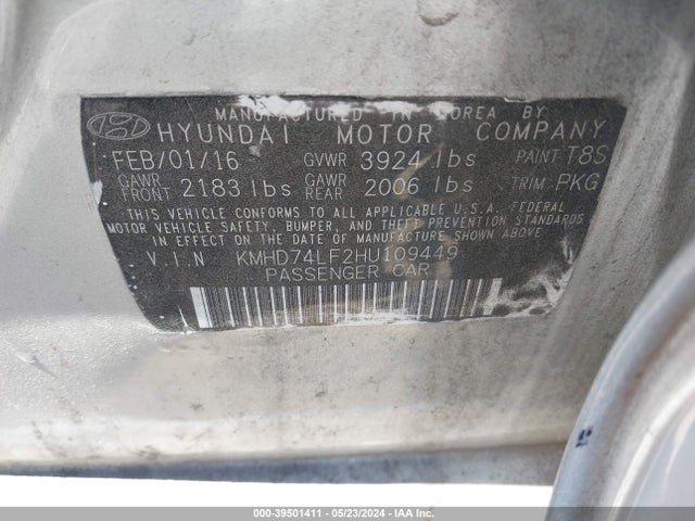Hyundai ELANTRA SE 2017 KMHD74LF2HU109449 Image 9