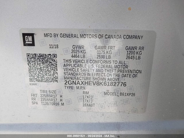 Chevrolet EQUINOX LS 2019 2GNAXHEV8K6182776 Image 9