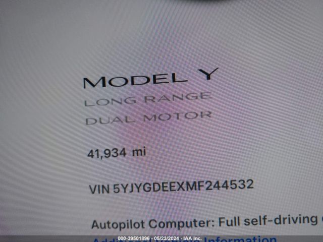 5YJYGDEEXMF244532 Tesla Model Y Long Range Dual Motor All-wheel Drive