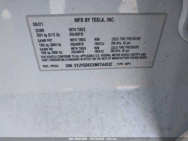 5YJYGDEEXMF244532 Tesla Model Y Long Range Dual Motor All-wheel Drive