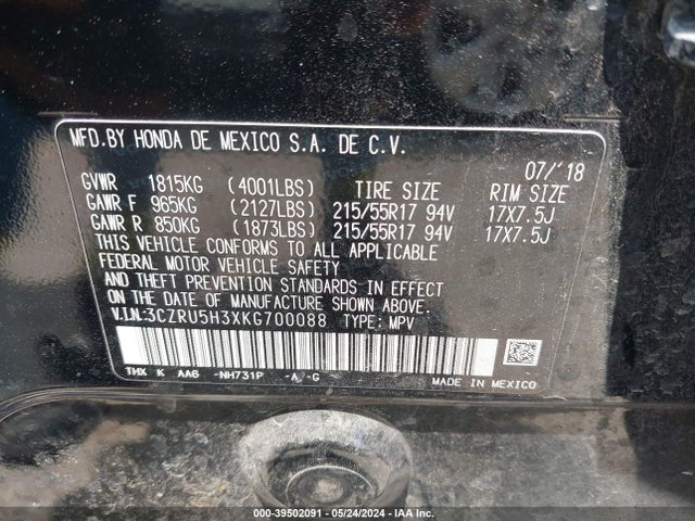 Honda HR-V LX 2019 3CZRU5H3XKG700088 Image 9