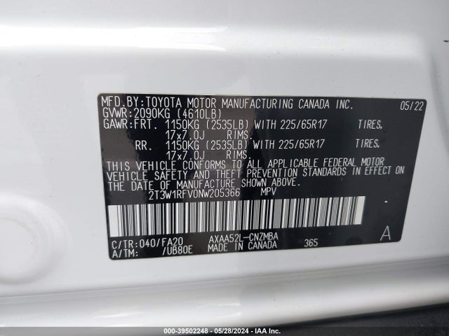 Toyota Rav4 Xle 2022 2T3W1RFV0NW205366 Image 9