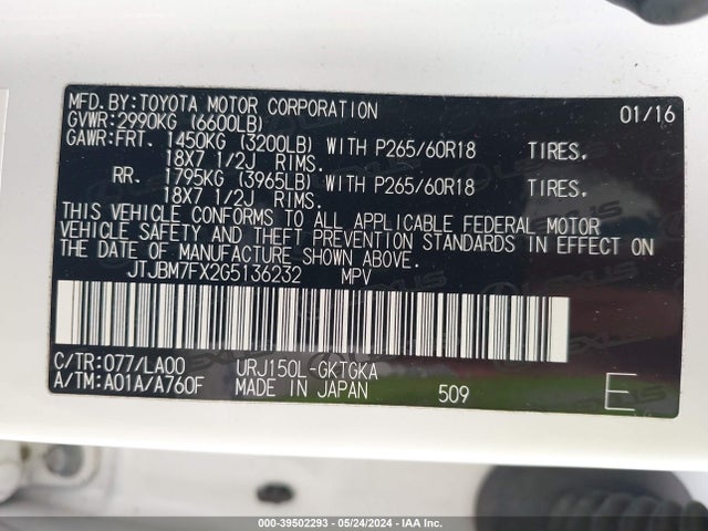 Lexus 460 2016 JTJBM7FX2G5136232 Image 9