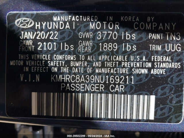 Hyundai Venue Limited 2022 KMHRC8A39NU169211 Image 9