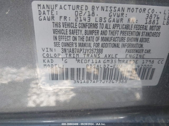 Nissan SENTRA SV 2018 3N1AB7AP7JY267388 Image 9