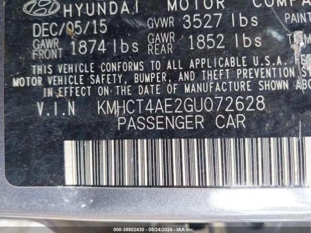 KMHCT4AE2GU072628 Hyundai ACCENT SE