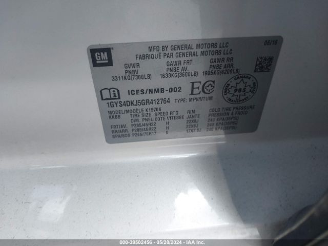 1GYS4DKJ5GR412764 Cadillac Escalade Platinum