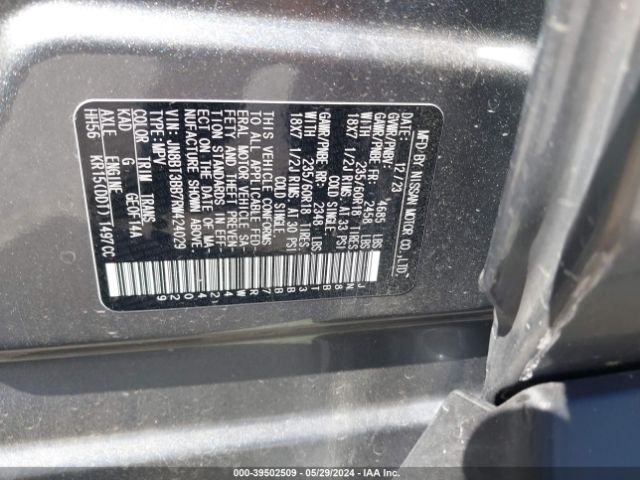 JN8BT3BB7RW424029 Nissan Rogue Sv Intelligent Awd