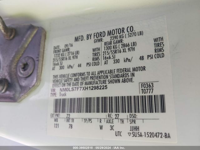 NM0LS7F7XH1298225 Ford Transit Connect Xlt