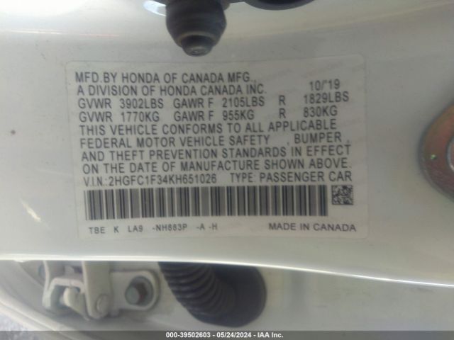 2HGFC1F34KH651026 Honda CIVIC EX