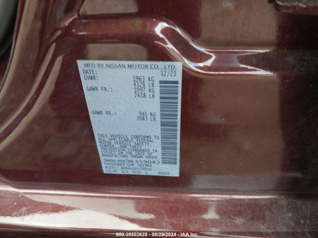 1N4BL4DV7RN359042 Nissan Altima Sv Fwd