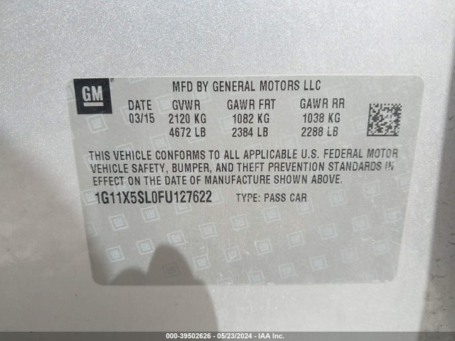 Chevrolet Impala 1fl 2015 1G11X5SL0FU127622 Image 9