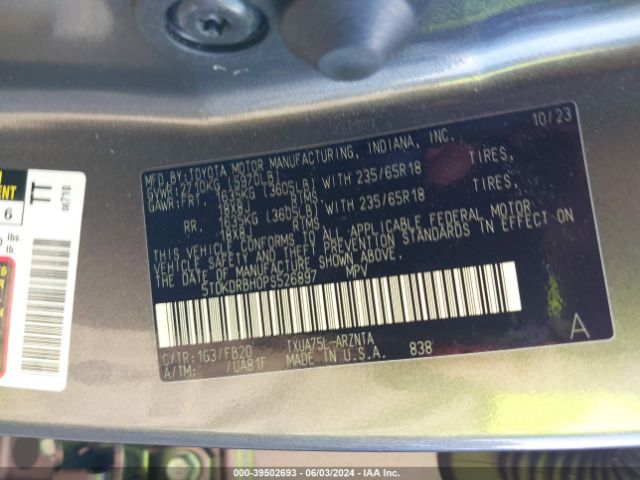 5TDKDRBH0PS526897 Toyota Highlander Le