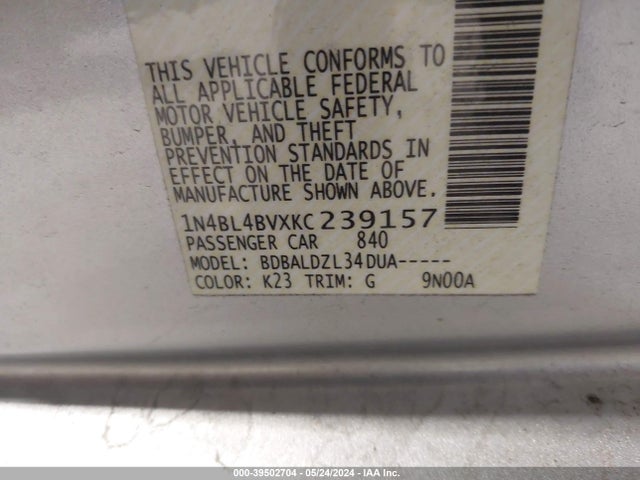 Nissan Altima 2.5 S 2019 1N4BL4BVXKC239157 Image 9