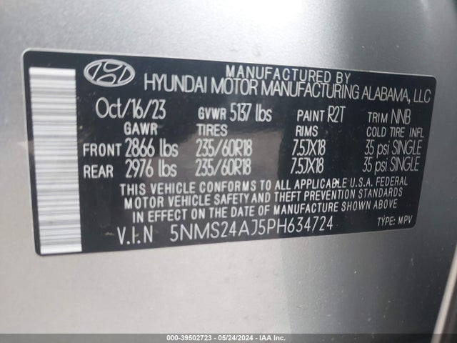 Hyundai Santa Fe Sel 2023 5NMS24AJ5PH634724 Image 9