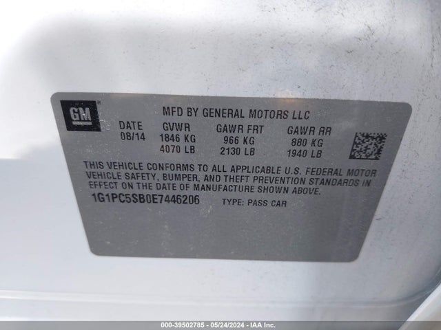 Chevrolet Cruze 1lt Auto 2014 1G1PC5SB0E7446206 Image 9