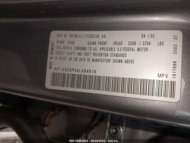 2004 PORSCHE CAYENNE WP1AB29P44LA64619 Photo 8