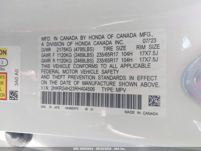 Honda Cr-v Lx Awd 2024 2HKRS4H23RH404506 Image 9