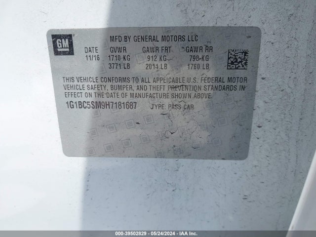 Chevrolet Cruze Ls Auto 2017 1G1BC5SM9H7181687 Image 9