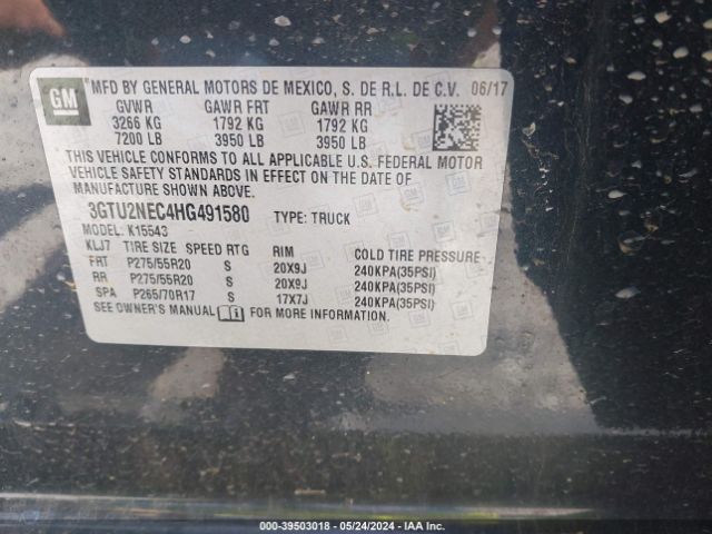 3GTU2NEC4HG491580 GMC Sierra 1500 Slt