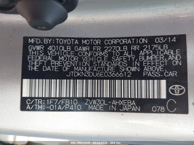 Toyota Prius 2014 JTDKN3DU6E0366612 Image 9