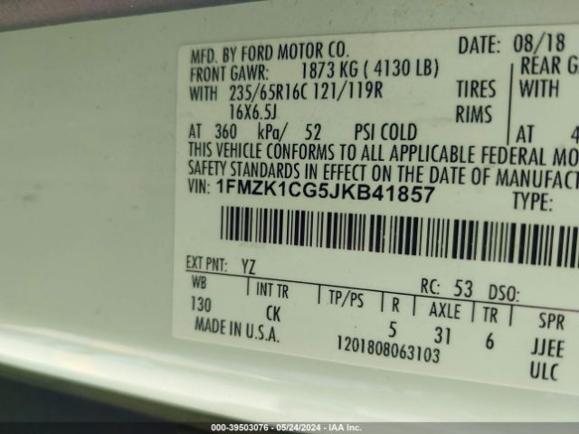 1FMZK1CG5JKB41857 Ford Transit-150 Xl