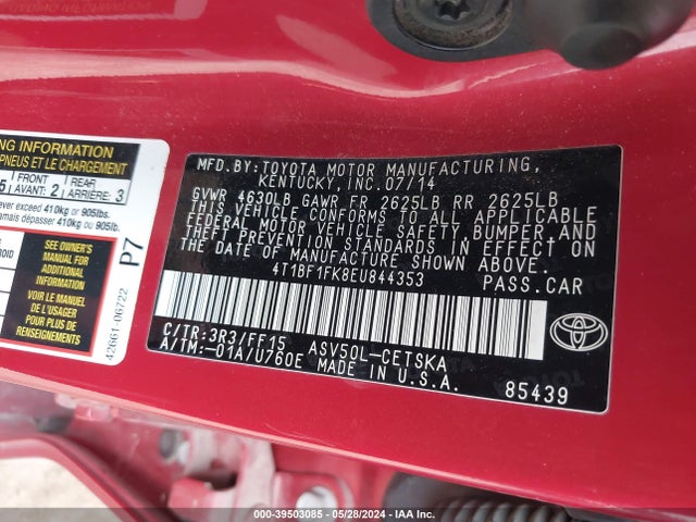 Toyota CAMRY SE 2014 4T1BF1FK8EU844353 Image 9
