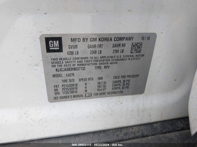 KL4CJASB3HB037133 Buick Encore Preferred