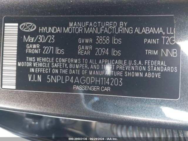 5NPLP4AG0PH114203 Hyundai Elantra Limited