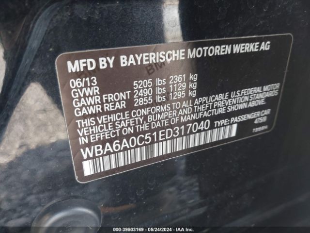 WBA6A0C51ED317040 BMW 640i Gran Coupe