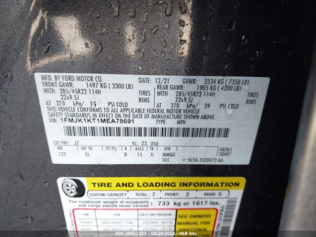1FMJK1KT1MEA78691 Ford Expedition Limited Max