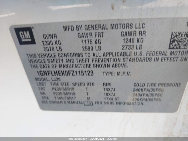 1GNFLHEK0FZ115123 Chevrolet Equinox Ltz