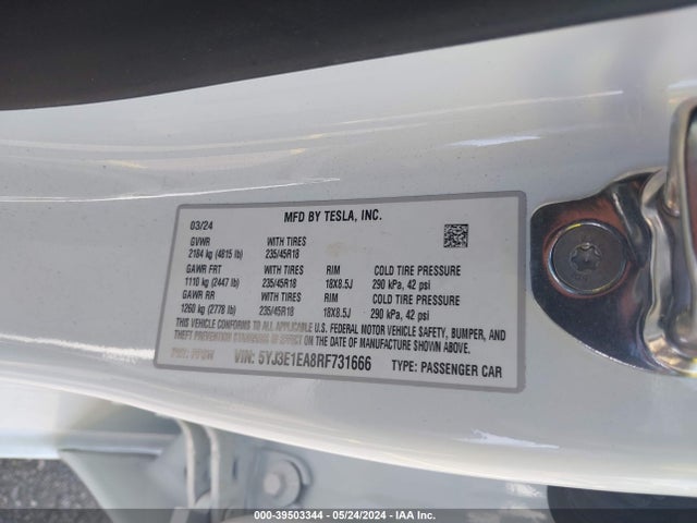 2024 TESLA MODEL 3 5YJ3E1EA8RF731666 Photo 8